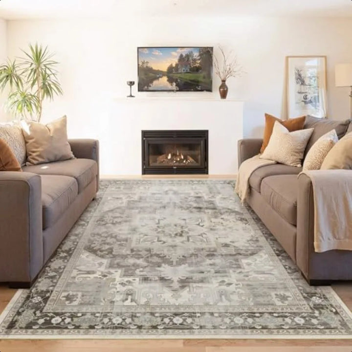 5X7 Washable Area Rug for Living Room  Large Boho Rugs for Office Dining Room Room Farmhouse Durable Low Pile Non Slip Carpet f