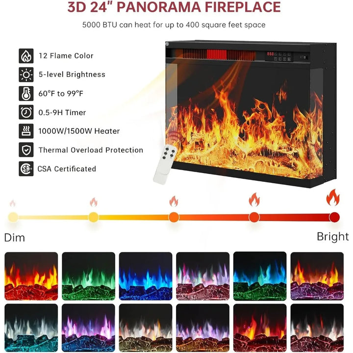 59'' Fireplace TV Stand, 3 Sided Glass Media Entertainment Center Console Table for TVs up to 65'' with Glass Door Adjustable F