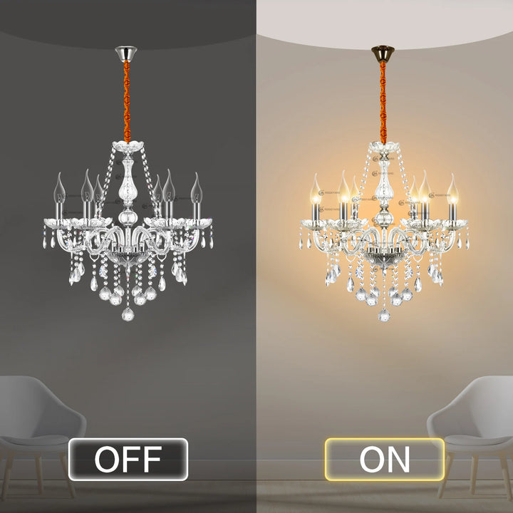 Classic 6 Lights Tassels Chandelier 6 Arms Crystal Lustre Light Modern Ceiling Light Lamp Lighting For Living Room Dining Room