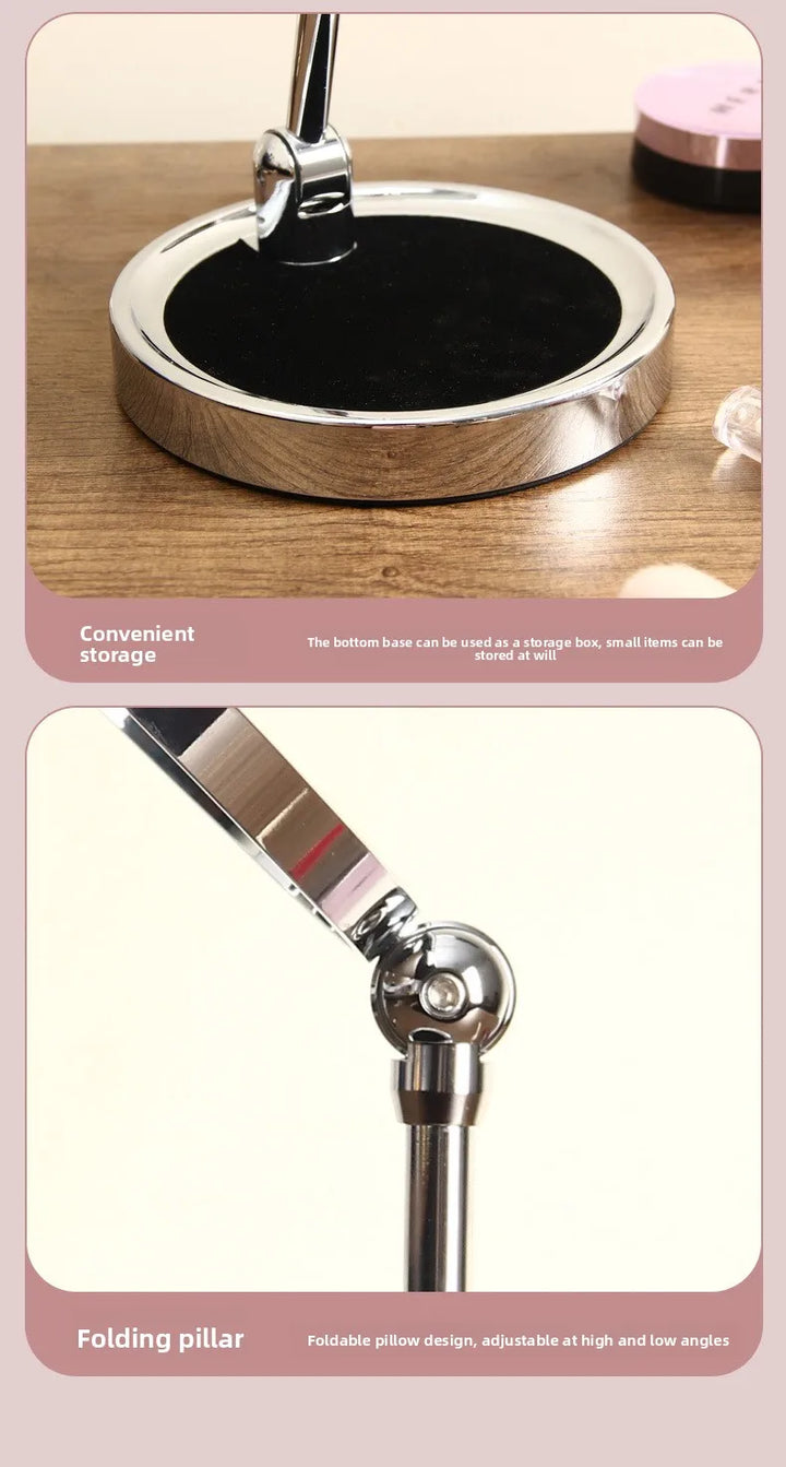 8 Inch Makeup Mirror With Light Lamp 5/7/10X Magnification 3 Color Lights,Adjustable Brightness Height Standing Cosmetic Mirror