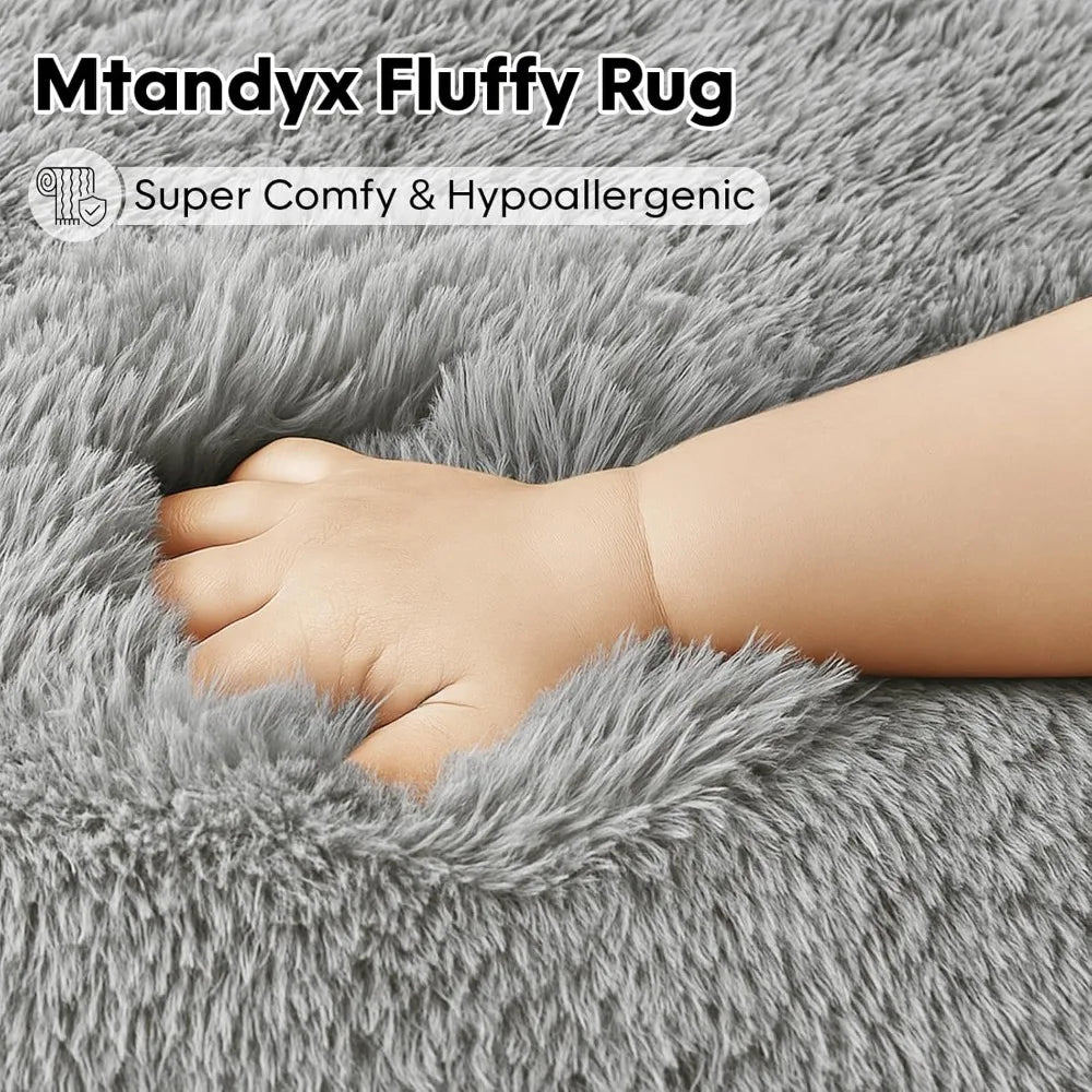 Spacious 9x12 Living Room Rug, Plush Shag for Bedrooms, Anti-Slip Ultra Plush Rug, Modern Plush Carpet for Kids