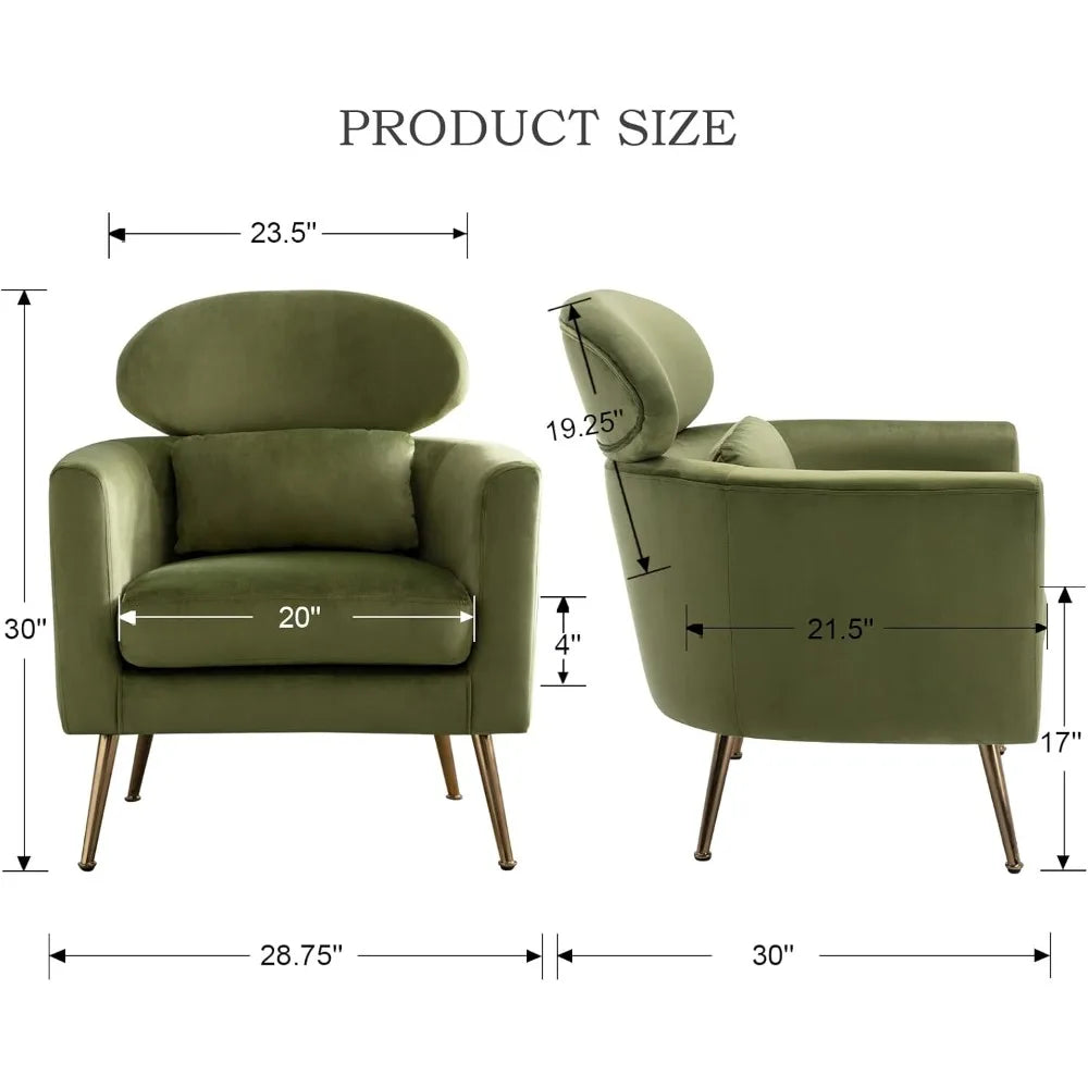 Upholstered Barrel Arm Chair for Living Room Bedroom Reception Room Office, Modern Soft Padded Single Sofa Chair