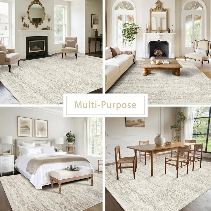 Soft Faux Wool 8x10 Area Rugs for Living and Dining Rooms, Ideal for Bedrooms, Large Size Carpets with Non-Slip Backing