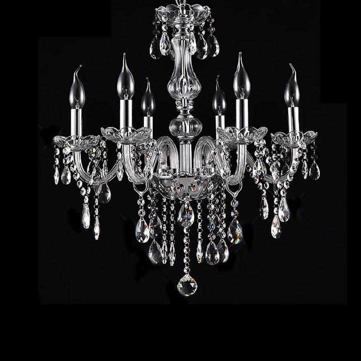 Classic 6 Lights Tassels Chandelier 6 Arms Crystal Lustre Light Modern Ceiling Light Lamp Lighting For Living Room Dining Room