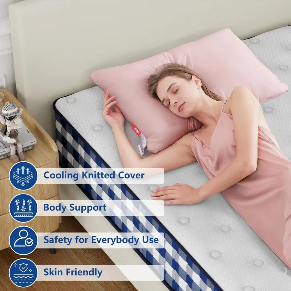 King Size Mattress, Gel Memory Foam Hybrid Mattress in a Box, Independent Pocket Coils for Motion Isolation,