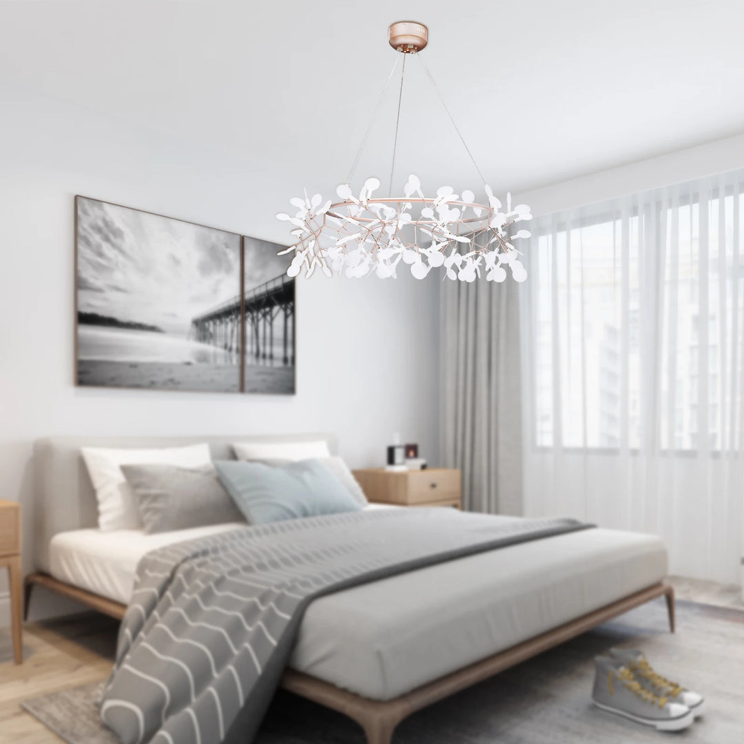 40W Modern Ceiling Mounted Chandelier 135* LED Light Beads Rose Gold Chandelier Suitable for Dining Room, Living Room, Bedroom