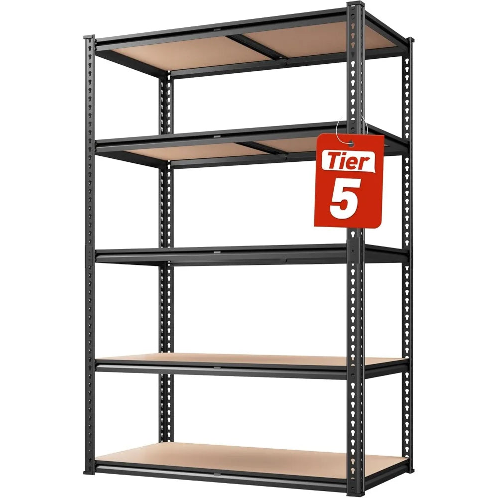 2020LBS Storage Shelves 5 Tier Garage Shelving Heavy Duty,  72" H x 35.55" W x 16" D, Black