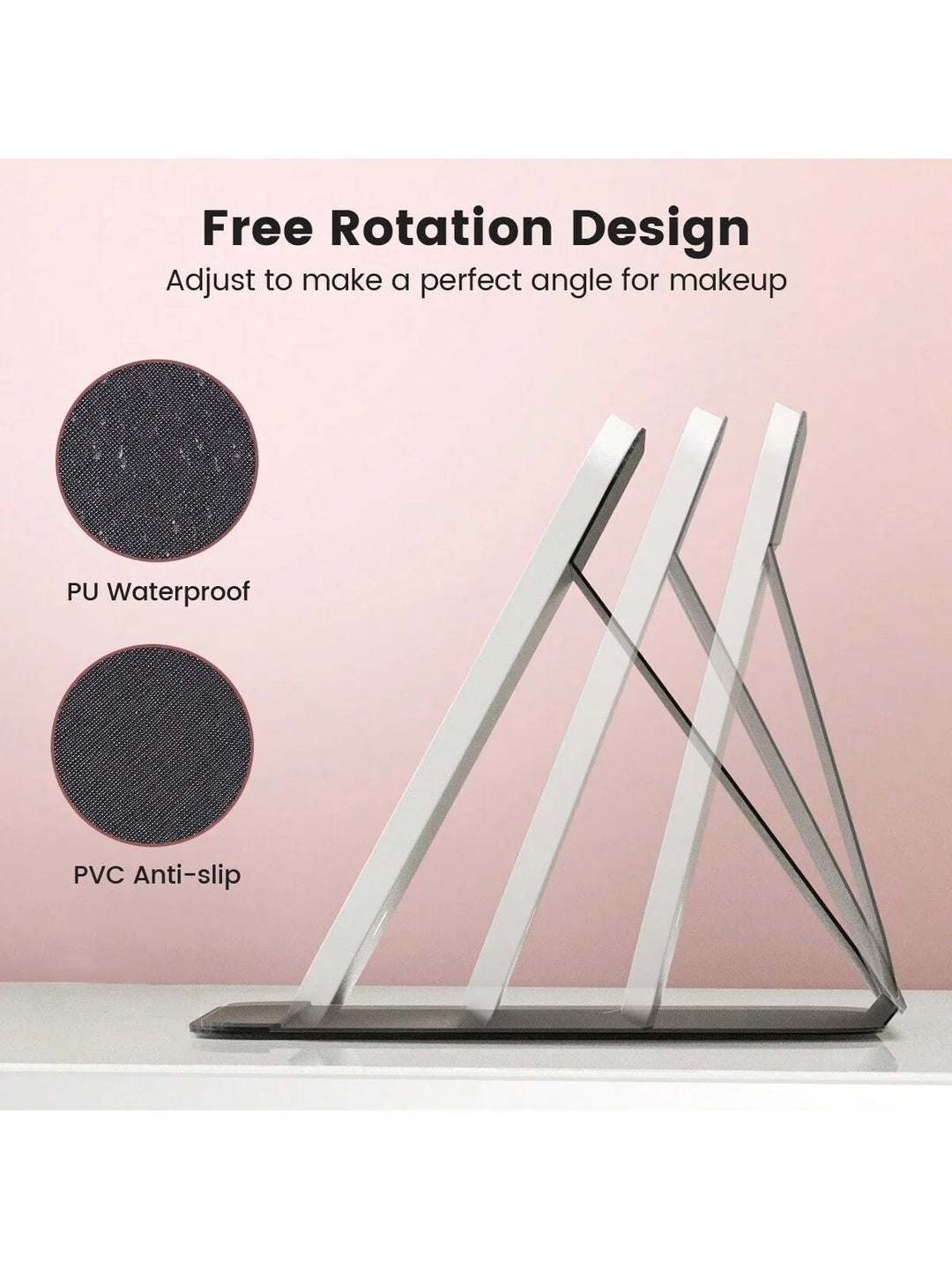 LED Makeup Mirror Portable Travel Lighted Beauty Mirror, 3 Color Lighting, Dimmable Touch Screen, Rechargeable Tabletop LED Fold