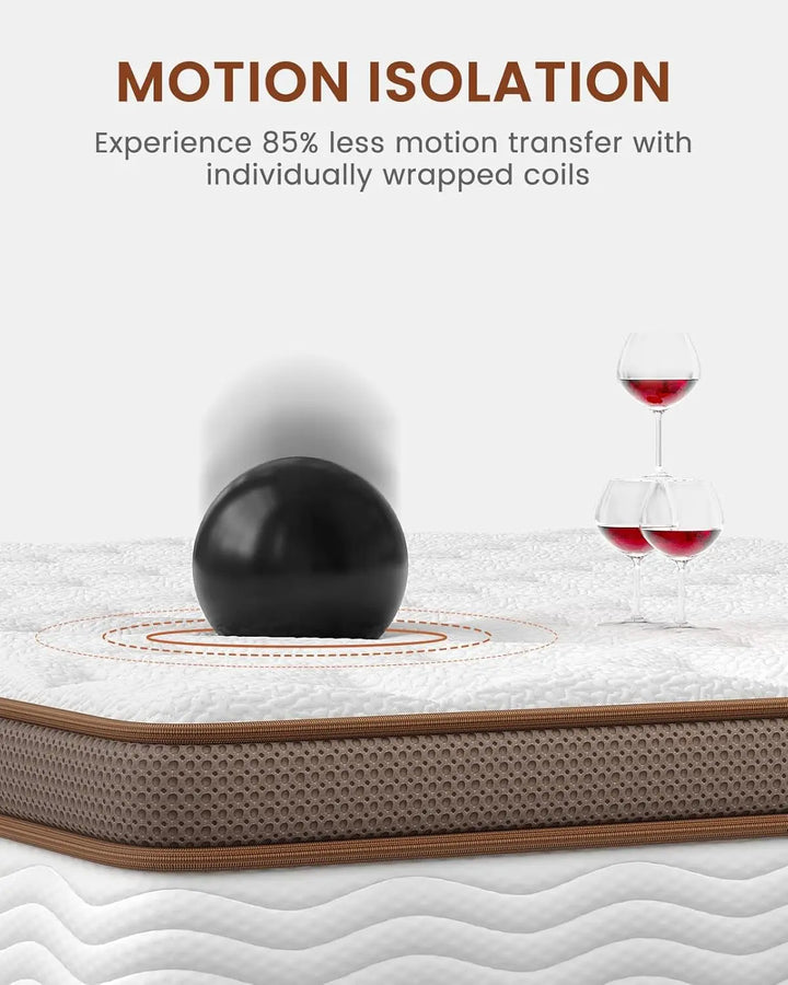 BedStory 12-14'' Hybrid Queen Size Mattress - Full/King - Medium Firm - Gel Memory Foam & Innersprings for Comfortable Sleep