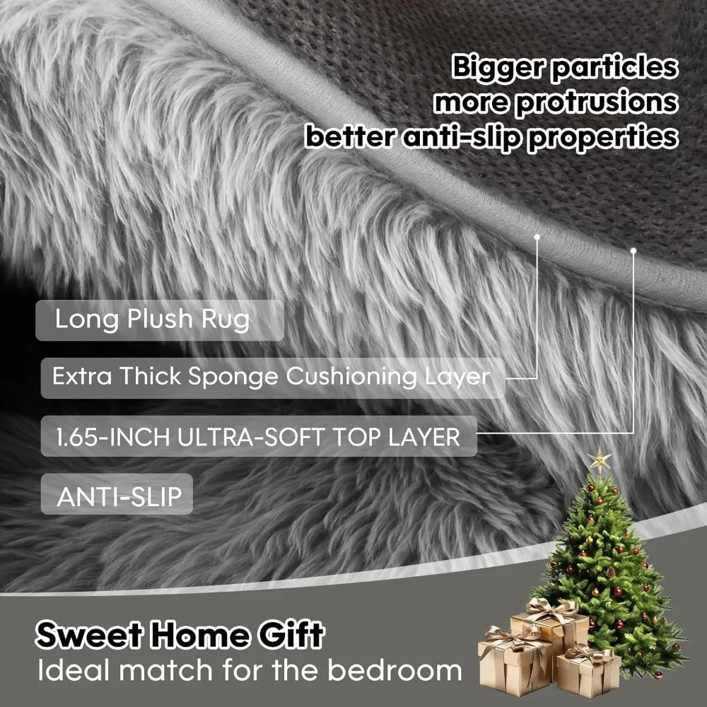 Spacious 9x12 Living Room Rug, Plush Shag for Bedrooms, Anti-Slip Ultra Plush Rug, Modern Plush Carpet for Kids