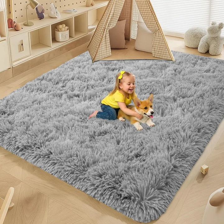 Spacious 9x12 Living Room Rug, Plush Shag for Bedrooms, Anti-Slip Ultra Plush Rug, Modern Plush Carpet for Kids