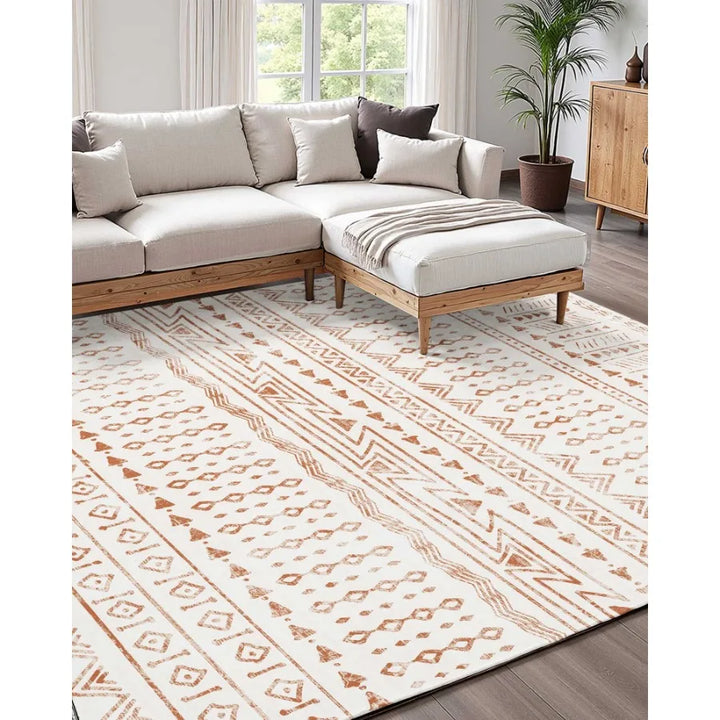 Large Area Rug 6 x 9 ft AntiSkid and TearResistant Floor Mat Modern Beige