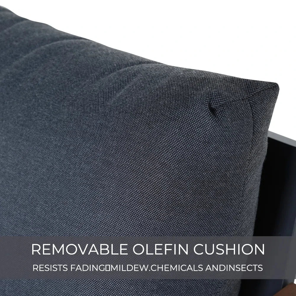 Outdoor 4-Piece Modern Aluminum Patio Furniture Sets,5 Person Conversation Set, Faux Wood Grain Finish Frame Sofa Set