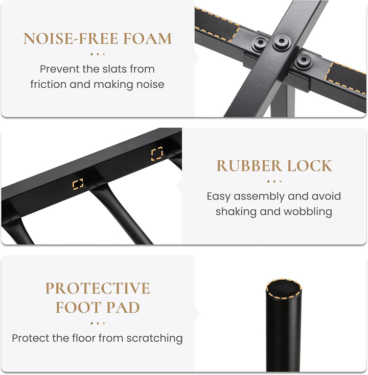 14'' Queen Size Metal Platform Bed Frame/Victorian Headboard and Footboard/Steel Slats Mattress Foundation for Storage