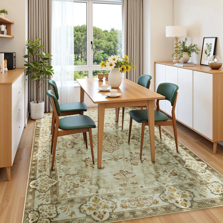 Area Rugs for Living Room Elegant Floral Traditional Faux Wool Area Rug