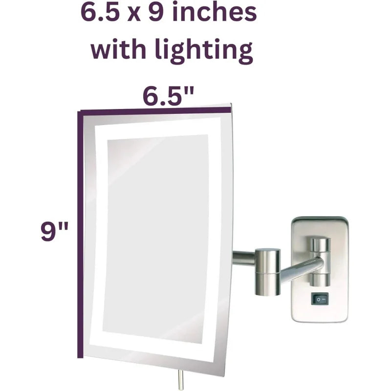 (UUX) Rectangular 6.5- x 9 Mount  Makeup Mirror with 5X Magnification and 15.5Inch Wall Extension  Ni UQ