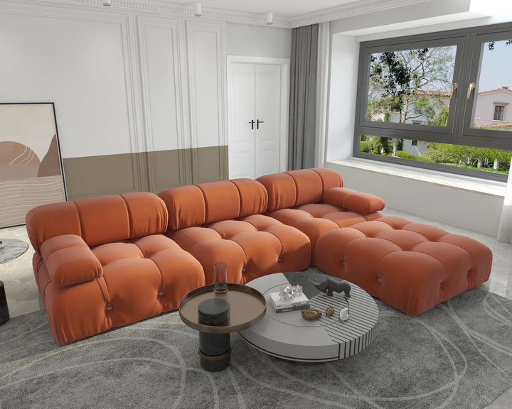 Sdorens Sectional Sofa Living Room Sofas L-Shaped Velvet Couch with Reversible Ottoman Convertible Modern Design Couch Sofa