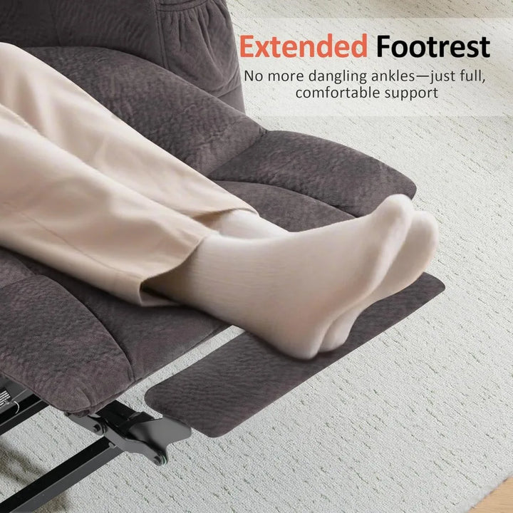 elderly-friendly power lift recliner sofa with extended footrest, 3 recline positions, handheld remote, 2 cup holders, and usb c