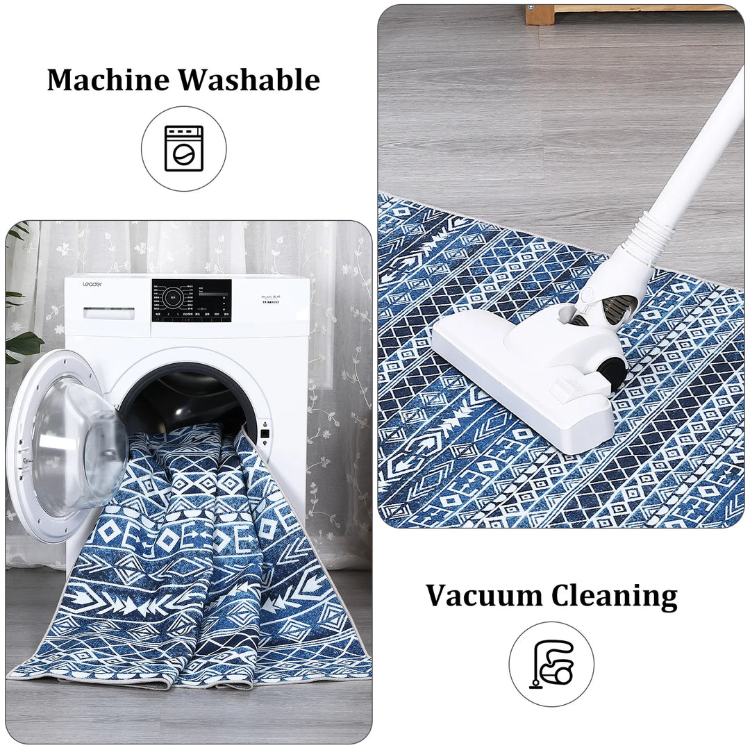 9x12 ft Moroccan Geometric Area Rug,Easy-Cleaning,Non-Shedding,Stain Resistant,Non-Slip,Foldable Indoor Mat for Living Room