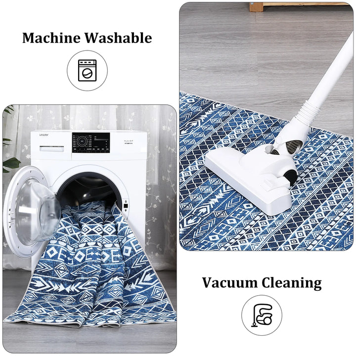 9x12 ft Moroccan Geometric Area Rug,Easy-Cleaning,Non-Shedding,Stain Resistant,Non-Slip,Foldable Indoor Mat for Living Room