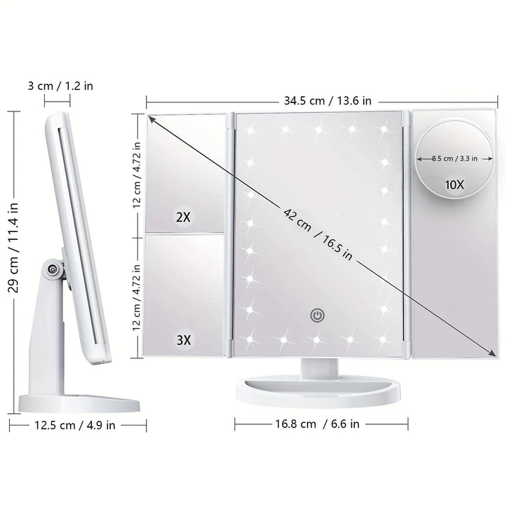 2X-10X Magnification Makeup Mirror with LED Lights & 180° Adjustable Bracket - Perfect for Holiday Gifts! Christmas Decorations