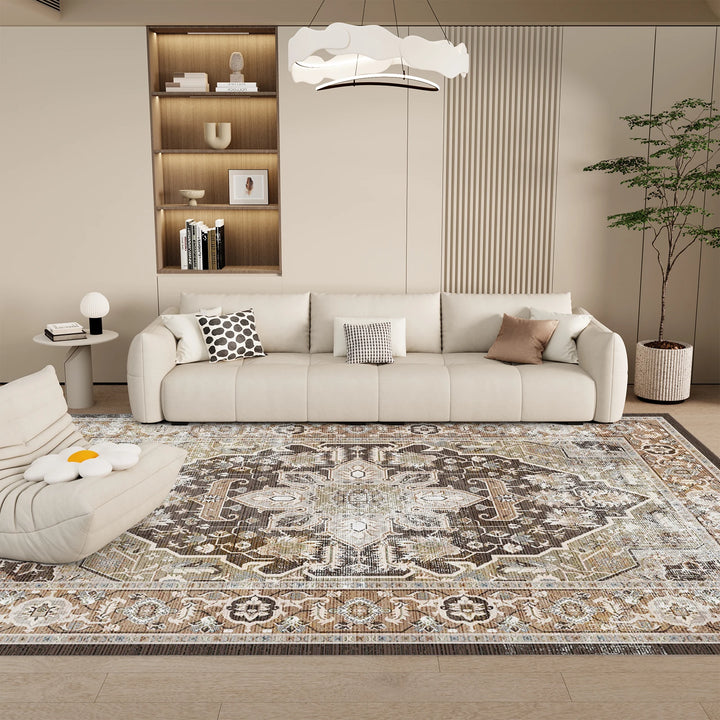 Orhopui Boho Area Rug, Machine Washable Outdoor Camping Rug, Non-Slip Stain Resistant Machine Washable Rug