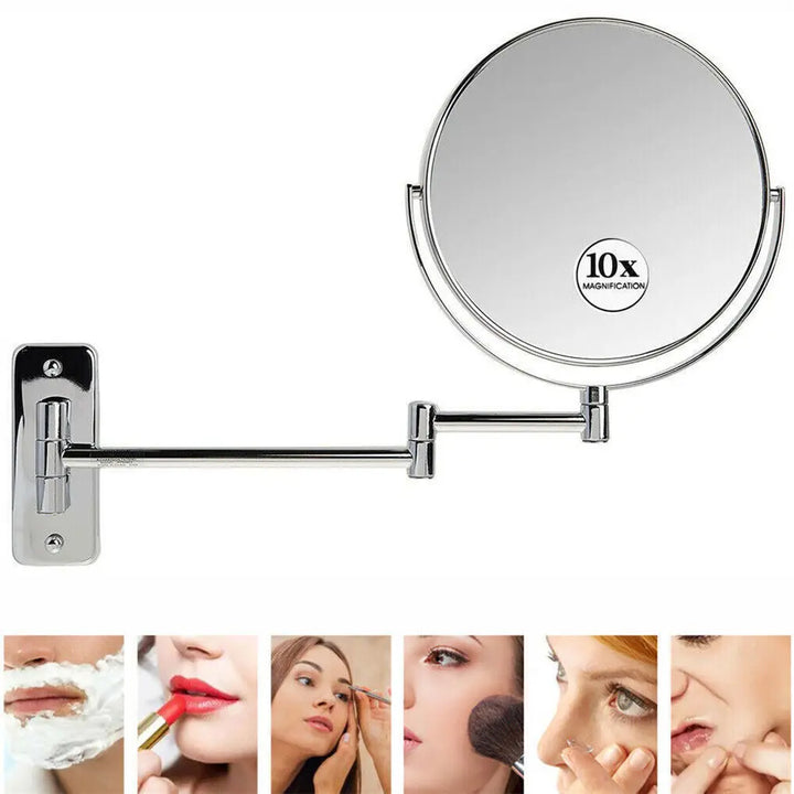 10X Magnifying Wall Mounted Mirror 360 Swivel Makeup Mirror 8" Double Sided Vanity Bathroom Mirror Shaving