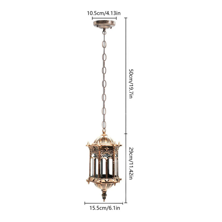Industrial Pendant Light, Antique Bronze Cage Design With E27 Bulb Holder, IP44 Waterproof
