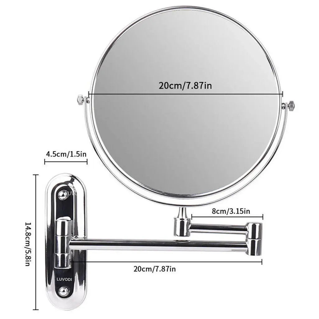 10X Magnifying Wall Mounted Mirror 360 Swivel Makeup Mirror 8" Double Sided Vanity Bathroom Mirror Shaving