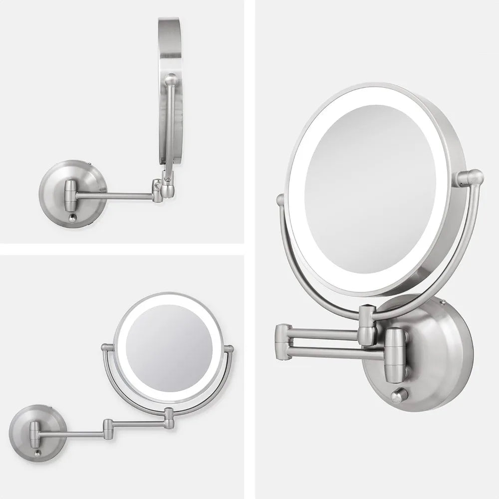 Free Delivery - 11" LED Wall Mounted Makeup Mirror 10X/1X Shaving Mirror Cordless or Battery Operated Vanity Mirrors for Wall