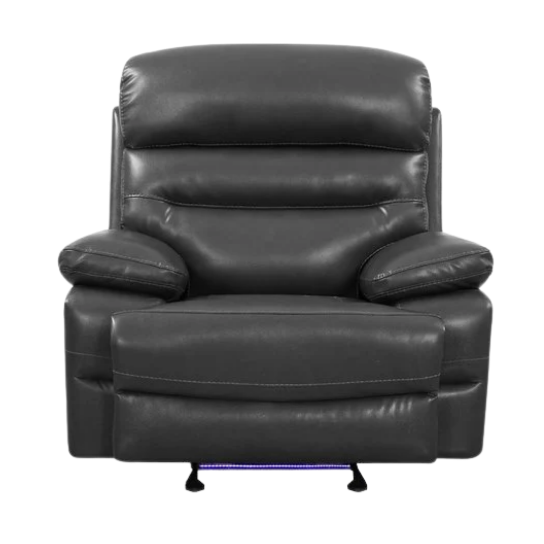 43" Grey Faux Leather Power Recliner Chair