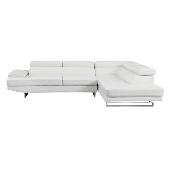 White Leather L Shaped Two Piece Corner Sectional