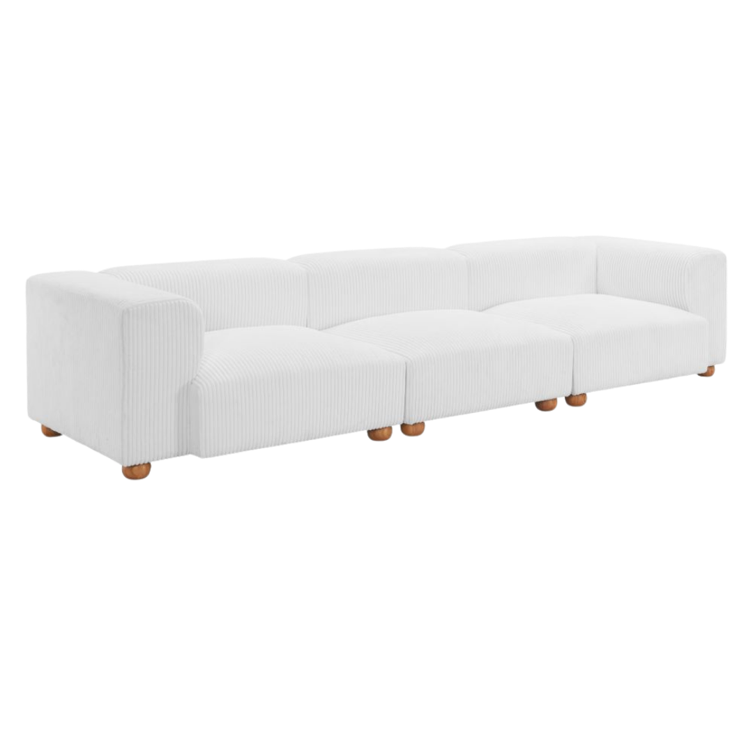 Grand Corduroy Sofa – Oversized White Relaxation | Modern Sofa | Trufairs