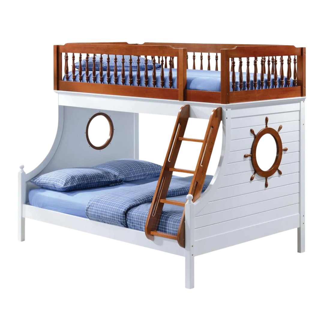 Brown and White Full Coastal Bunk Bed