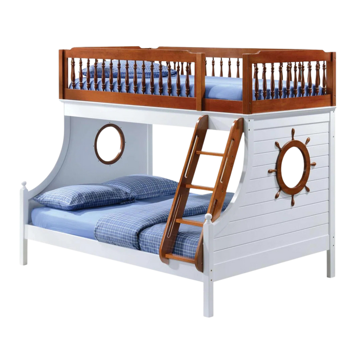 Brown and White Full Coastal Bunk Bed