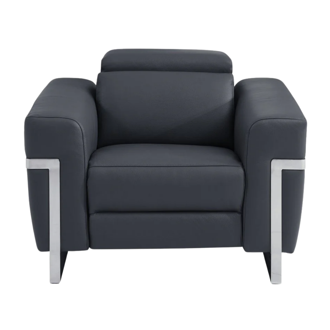 41" Dark Gray Italian Leather Power Recliner Chair