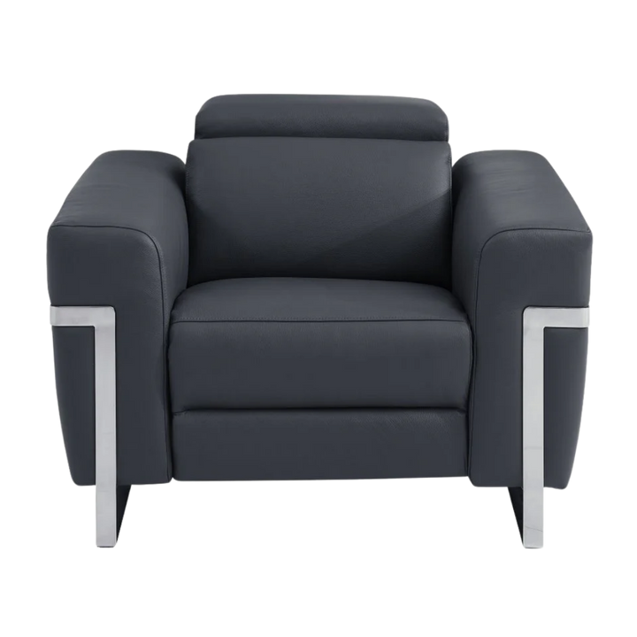 41" Dark Gray Italian Leather Power Recliner Chair