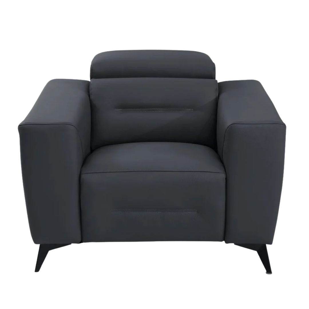 41" Dark Gray Italian Leather Power Recliner Chair