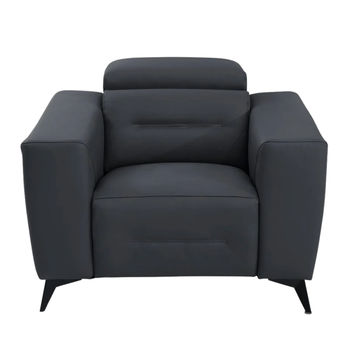 41" Dark Gray Italian Leather Power Recliner Chair