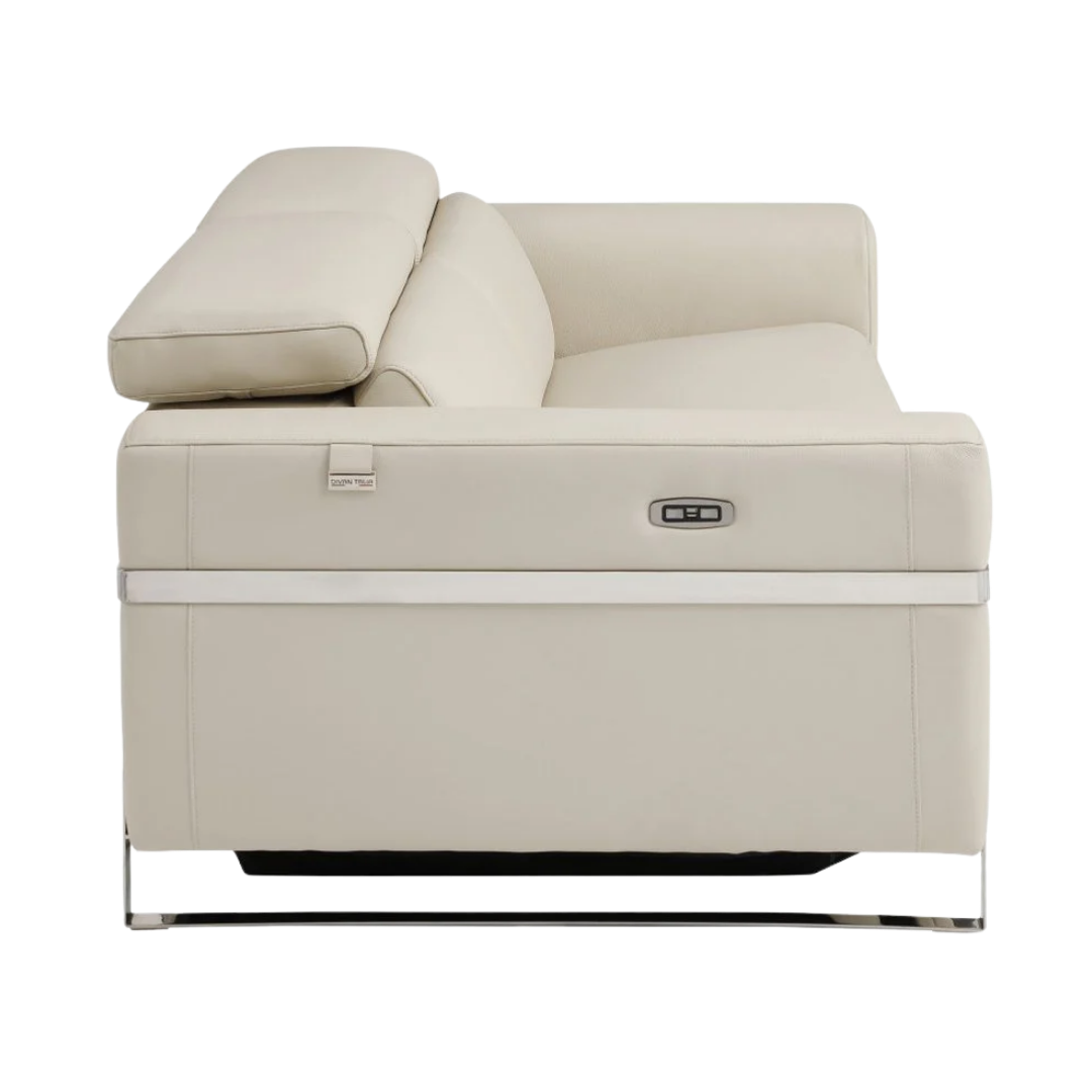 41" Beige Italian Leather Power Recliner Chair