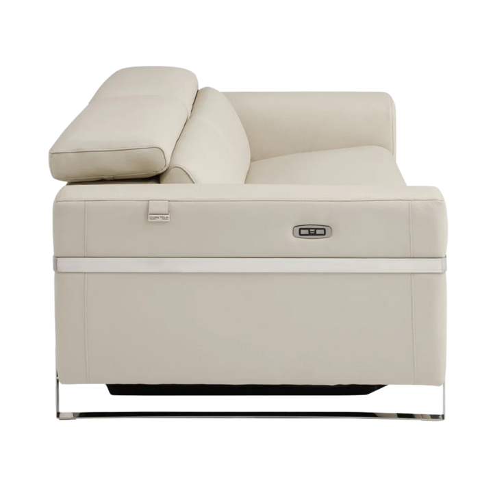 41" Beige Italian Leather Power Recliner Chair