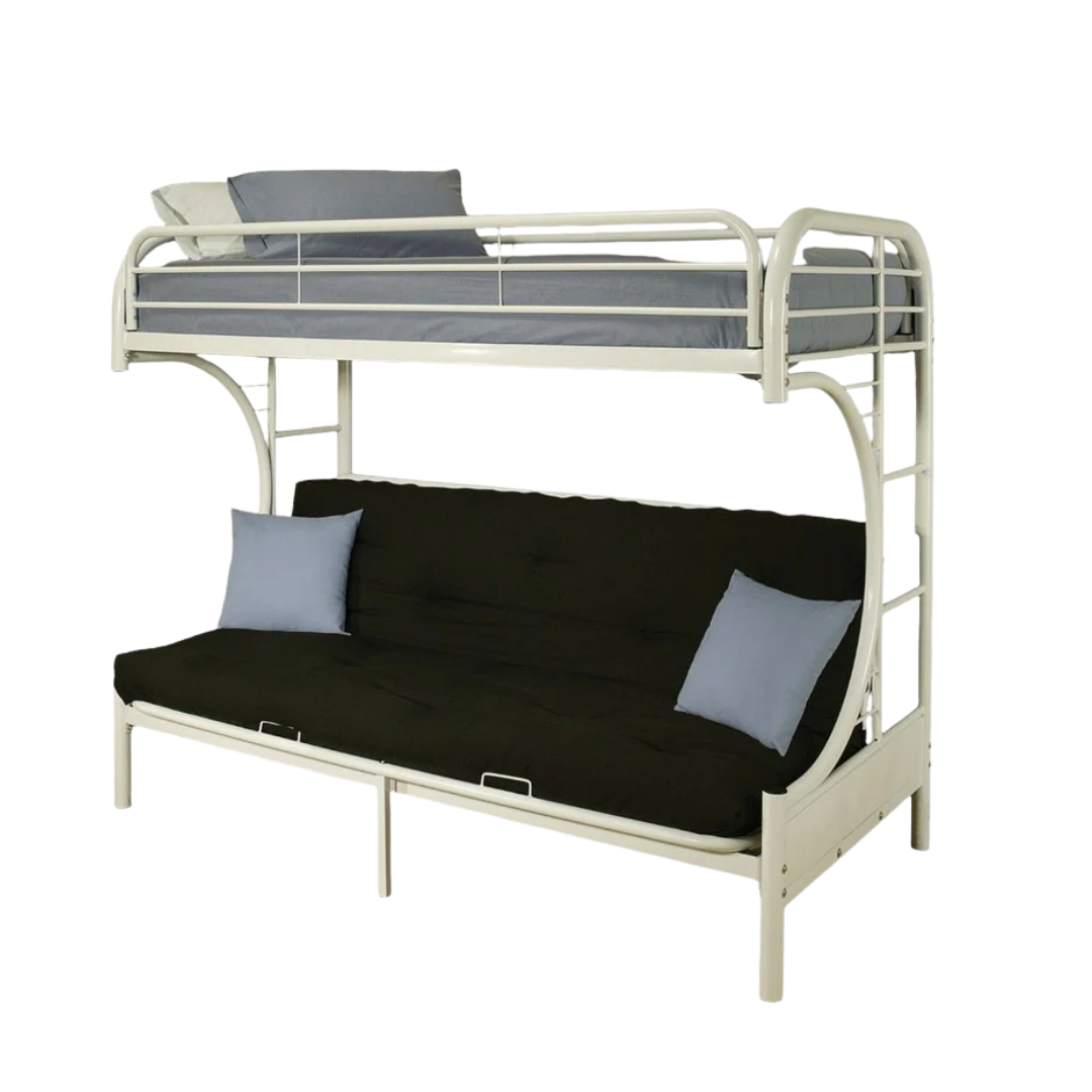 White Twin Contemporary Metal Bunk Bed