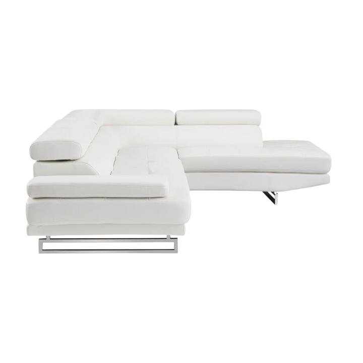 White Leather L Shaped Two Piece Corner Sectional