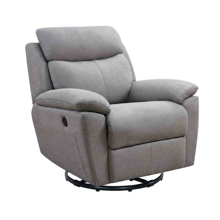 35" Light Gray Fabric Power Recliner With USB