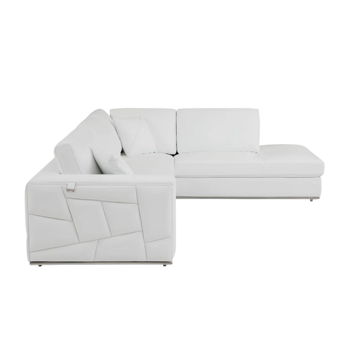 White Italian Leather Reclining L Shaped Two Piece Corner Sectional