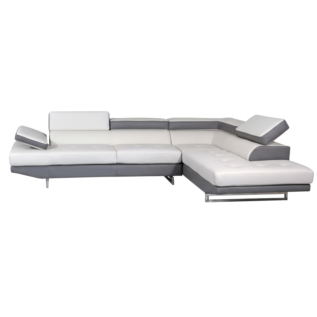 White Leather L Shaped Two Piece Corner Sectional