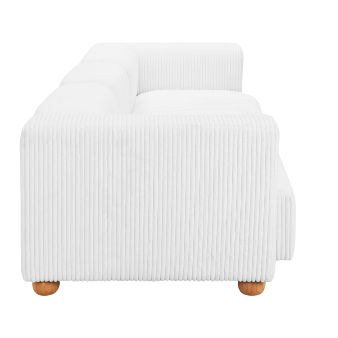 Grand Corduroy Sofa – Oversized White Relaxation | Modern Sofa | Trufairs