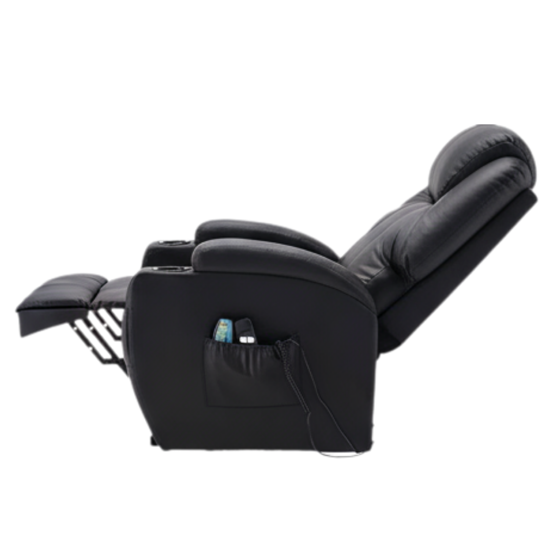 33" Black Power Heated Massage Lift Assist Recliner