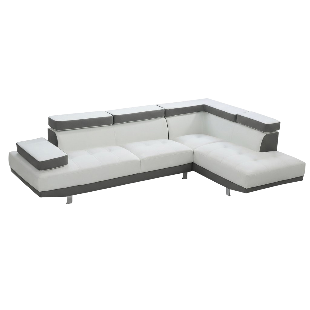 White Leather L Shaped Two Piece Corner Sectional