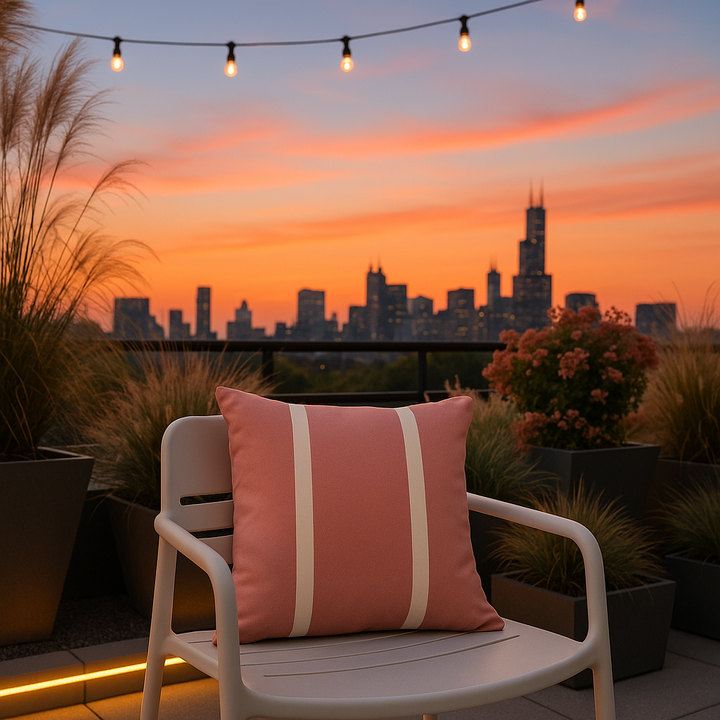 Premium 20" x 20" Pink Zippered Geometric Indoor Outdoor Throw Pillow with Microsuede Cover